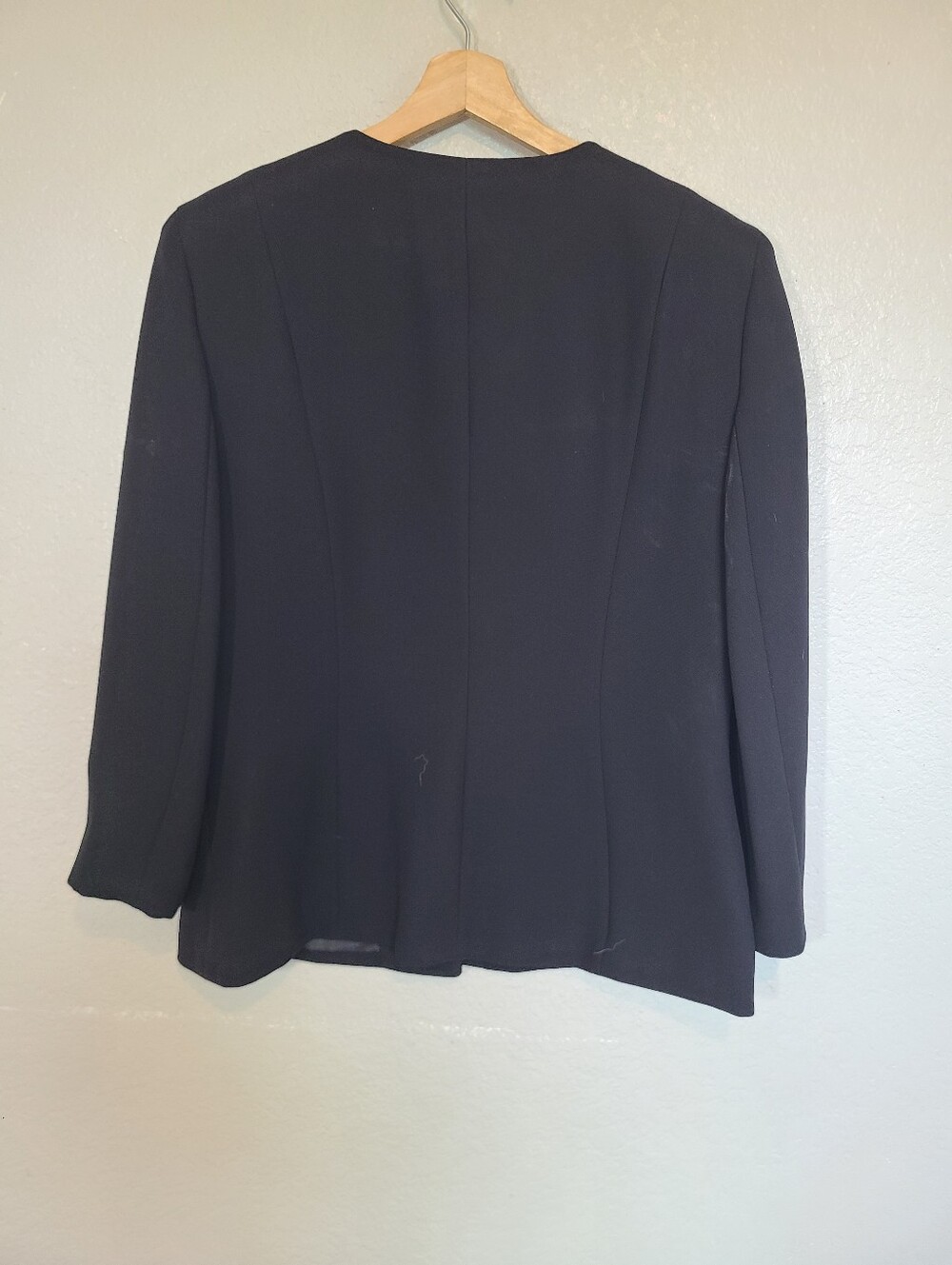 Anne Klein Black Collarless Tailored Blazer Jacket Size 12 Minimalist Sleek - Picture 4 of 6
